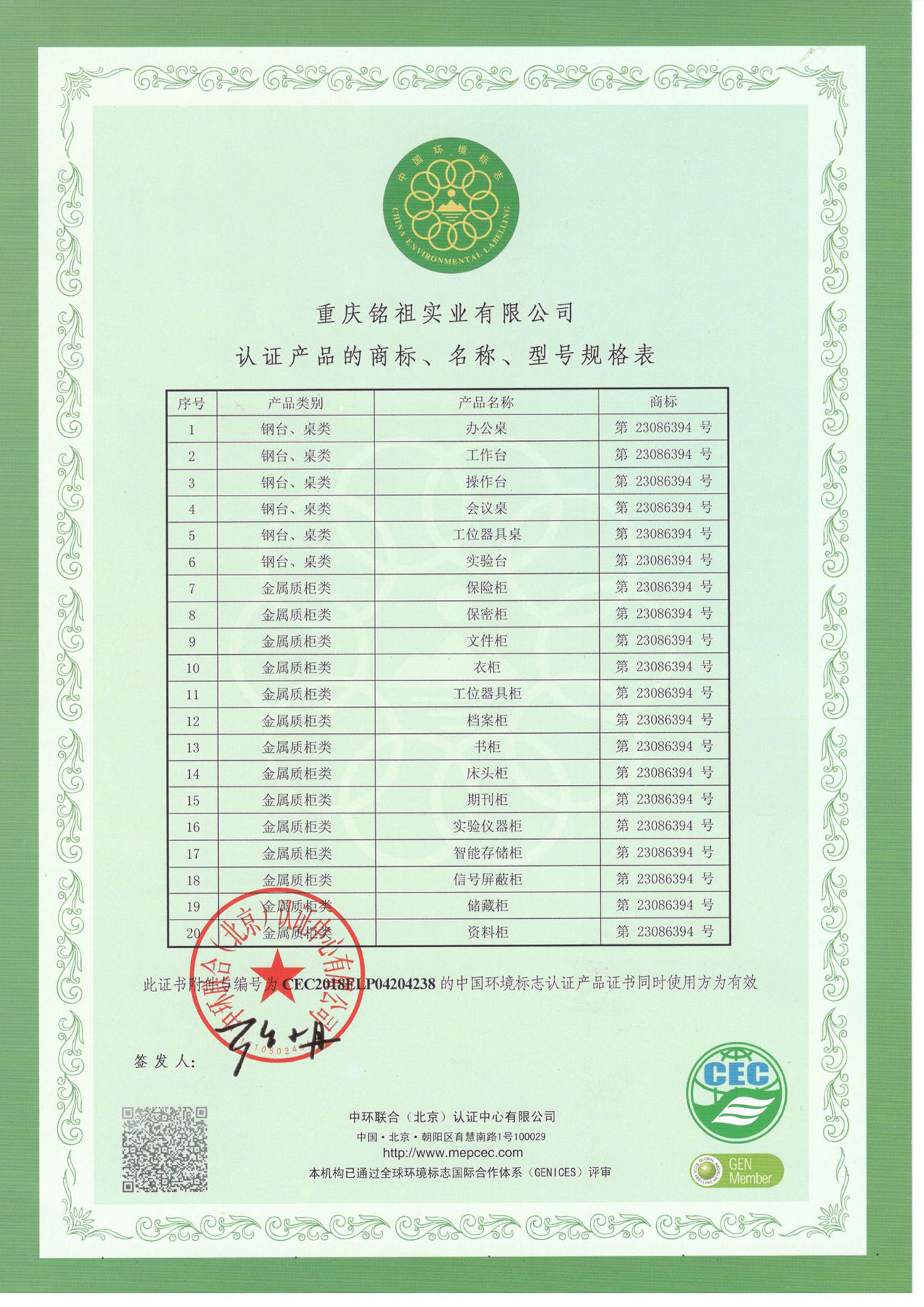 金屬類認證產(chǎn)品